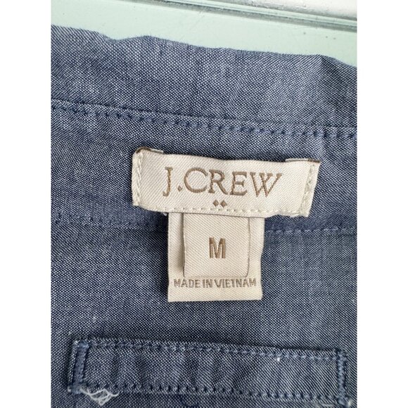 J Crew Women's Tunic Shirt Medium M Chambray Lightweight Tab Roll Up Popover - Picture 3 of 10